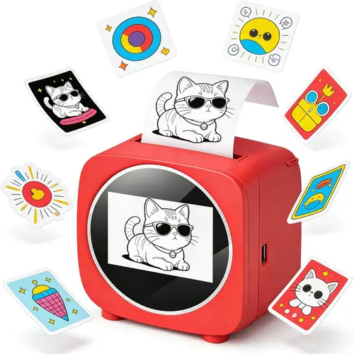 AI Voice Thermal Sticker Printer with Display Screen - Rechargeable Mini Inkless Thermal Paper Printer, Portable Instant Talk-to-Print Device for Teens' Journals, DIY Crafts