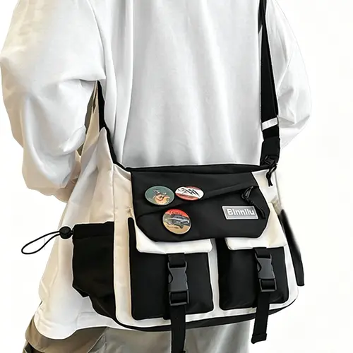 Unisex Nylon Commuter Messenger Bag, Large Capacity Casual Crossbody Backpack, Street Style Colorblock Design, Ideal for Travel & Daily Use, Commuting Adjustable Shoulder Bag, Casual Fashion Bag