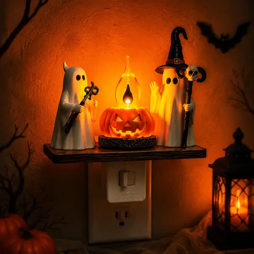 DORESSHOP Halloween Night Light, Ghost Campfire Nightlight Gift, Campfire Flickering Night Lights Plug into Wall, Halloween Decorations for Kids Adults SohoChic