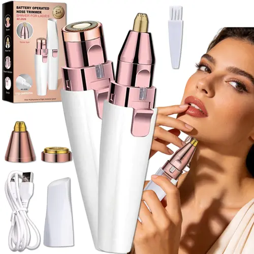 Women's 2-in-1 Eyebrow Shaver & Hair Remover, USB Fast Charging Rechargeable Battery Precision Shaver with LED Light for Trim Brows & Body, 100% Painless Personal Care Appliance
