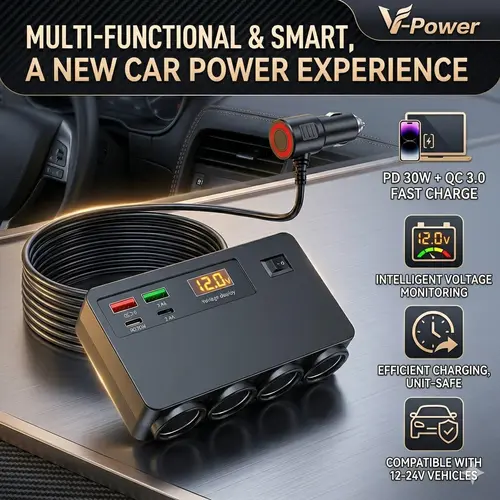 120W Multi USB Car Charger Fast Charge, 8-in-1 Smart PD Vehicle Power Adapter, Multiport Car Charger Block Compatible with iPhone 16/15/14, Samsung Galaxy, iPad, Road Trip Essentials