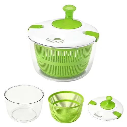 Fresh Salad Spinner Large Salad Spinner 5QT with Lid & Double-Lock Handle, Manual Lettuce Spinner & Vegetable Dryer, Fruit and Vegetable Washer, Easy Spin Salad Dryer Bowl, Kitchen Colander for Lettuce, Herbs, Greens & Produce  Utensils