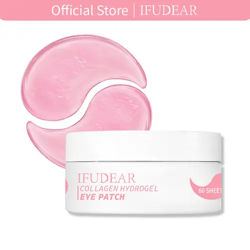 [IFUDEAR Official] Pink Collagen Peptide Brightening Hydrogel Eye Patches 60Ct | Depuff Under-Eye Bags & Dark Circles in 10 Mins | Firming Fine Lines, Wrinkles | Anti Aging Eye Treatment with Peptide & Niacinamide | Glass Skin Korean Skincare