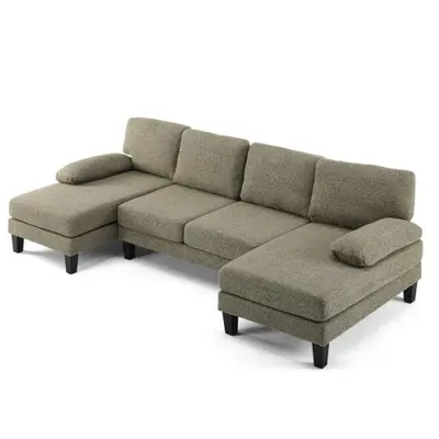 【not a set】 Karlhome 141 Inch & 111 Inch Chenille Deep Seat Loveseat Sofa, Stylish Compact Creamy Cloud Design for Living Room & Bedroom Small Spaces Home Furniture, ,1