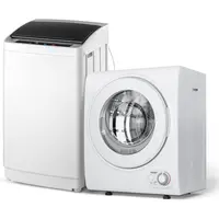 ROVSUN 17.8/25/30 LBS Full Automatic Washing Machine and 1.5/1.8/2.6 CuFt Portable Clothes Dryer Set, Compact Laundry Washer and Dryer Combo Set with Stainless Steel Inner Tub, for Apartment, Dorms, Home