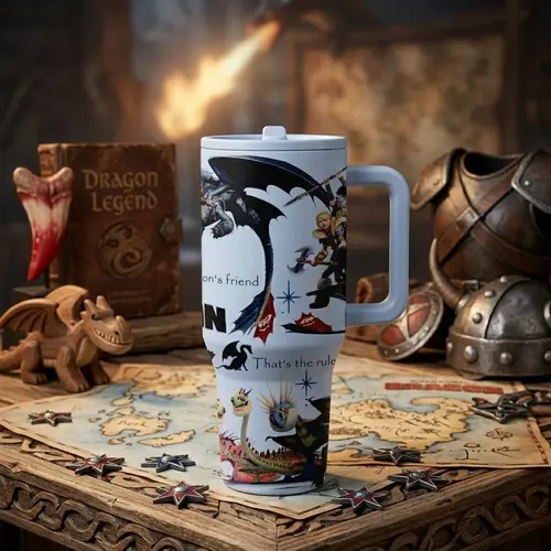 1-Count 40oz Insulated Travel Tumbler, Insulated Drinkware, Leak-Proof Double Wall, Dragon Adventure & Viking Warrior Fantasy Theme, Hot & Cold Drinks, 12H Hot/24H Cold, Birthday Gift for Fantasy Fans