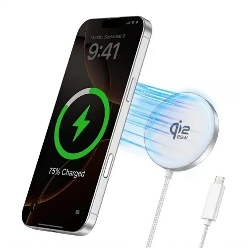 25W Qi2 Magnetic Fast Wireless Charger Pad - Ultra-Slim MagSafe Metal Aluminium Alloy Phone Accessory with Protection, iPhone Charger for iPhone 17/16/15/14/13/12 Series, AirPods Pro, Android Smartphone for Samsung S26/S25 Series, Travel & Desk Essential