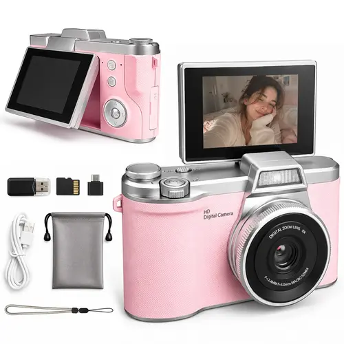 Compact Digital Camera for Beginners, Small Portable Pocket Camera with Memory Card, Ideal for Teenagers, Lightweight & Easy to Use