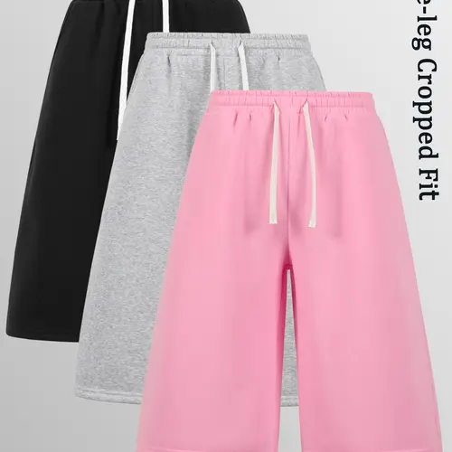 Men's Loose Fit Capri Pants with Pockets, Casual Drawstring Waist Activewear Bottoms for Daily Wear, Street Style, Comfortable Fabric, Trendy Fashion Clothes