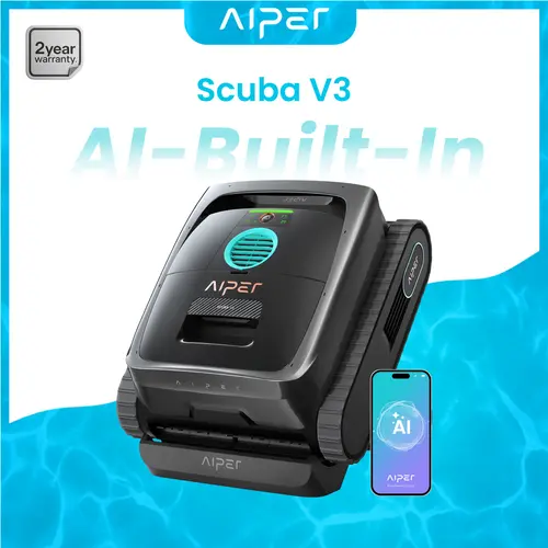 Aiper Scuba V3 Robotic Pool Cleaner - Automatic Model, Cordless, Autonomous Mode, Wall Cleaning, Waterline Scrub, Micromesh Filter, Pool Cleaning Equipment