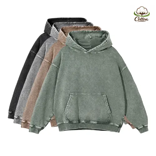 Men’s heavyweight acid-wash pure cotton hooded sweatshirt; women’s and men’s same style, suitable for autumn and winter wear.,clothes for back to school,first day of school outfits