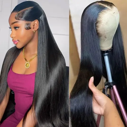 Bling Hair 32 34Inch Bone Straight 13x6 Lace Front Wigs Natural Color Human Hair Wig 180 Density 13x4 Straight HD Lace Front Wigs Pre Plucked Human Hair Wig
