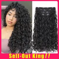 Vigorous Curly Clip In Hair Extensions,4PCS 20 Inch Thick Curly Hair Extensions Lace Weft Curly Clip Ins Invisible Natural Synthetic Hairpieces for Women
