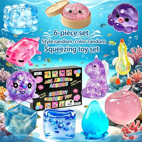 6pcs Animal Shape Soft Pressure Balls, Kids' Fidget Toys, Stress Relief Squishies, Squishy Fidgets, Squishy Sensory Play, Birthday Party Gifts, Christmas Easter Halloween Thanksgiving Presents