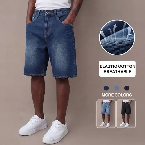 Men’s summer denim shorts — washed classic mid-thigh denim shorts made from comfortable, stretchy fabric for everyday wear.