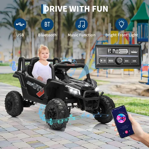 12V Kids Ride-On UTV Truck w/ Parent Remote Control, 4WD/2WD Switchable, 4 Spring Suspension, EVA Tires, Safety Belt, Dual Open Doors, Bluetooth, Music & LED Lights, Electric Car for Kids Ages 3-8