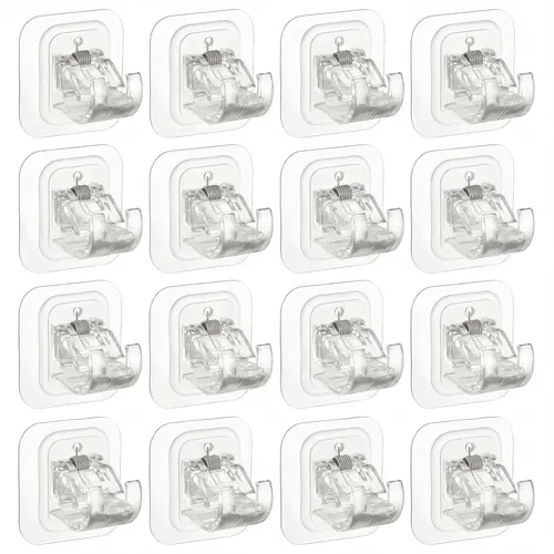 8/16PCS Curtain Rods No Drilling,Bracket No Drill Curtain Rod Brackets Self Adhesive Curtain Rod Holders Nail Free Adjustable Curtain Rod Hooks Curtain Hangers for Bathroom Kitchen Bathroom Hotel