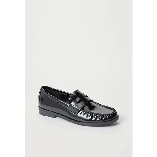 JUST FAB Women's Chic Eco Leather Loafers - Affordable Flat Footwear, Round Toe Slip-On, 1-in Heel for Office & Daily Commuting BackToSchool,shoes for back to school,back to school shoes