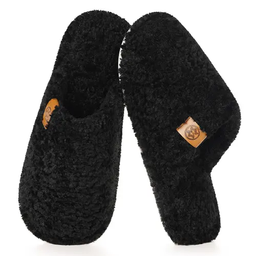 Intini Men's Cozy Slide Footwear, Warm Fuzzy Slip-On Slippers with Memory Foam, Anti-Slip Sole Men's Fashion Slippers, Lightweight Winter Indoor Bedroom Shoes, House Slippers