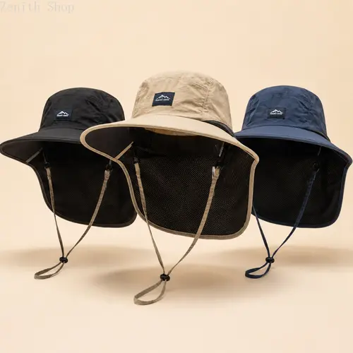 Unisex Outdoor UV-Resistant Sun Protection Fisherman Hat with Neck Flap, Parent-Child Style, Men's Accessories, Ideal for Camping & Hiking,summerwins