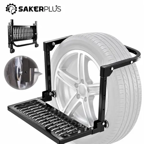 Sakerplus Heavy Duty Foldable Tire Step, 350 LBS Capacity Adjustable Wheel Step for Trucks, SUVs & RVs, Non-Slip Tire Mounted Step for Roof Rack Access, Car Washing & Gear Loading
