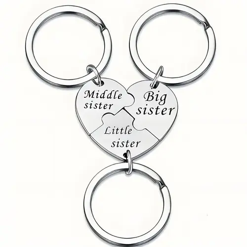 3PCS Sister Keychain Sister Gifts from Sisters Birthday Gifts from Sisters in Law Wedding Big Sisterr Gift for Girls Little Sisterr Matching Keychain Sibling Mothers Day Presents Christmas