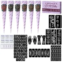 Temporary Henna Tattoo Kit, Natural Plant-Based Body Art Cream, Waterproof Long-Lasting Design, Choose 3-Pack or 6-Pack, Waterproof Temporary Tattoos