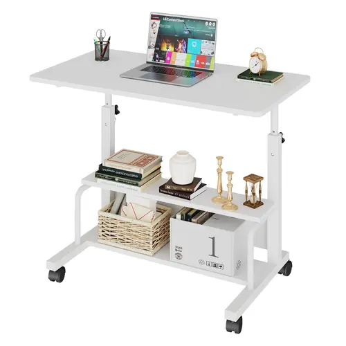 Laptop Desk Adjustable Desk Small Standing Desk Home Office Desks for Small Spaces Portable Desks Table for Bedrooms,Mobile Rolling Computer Work Desks on Wheels