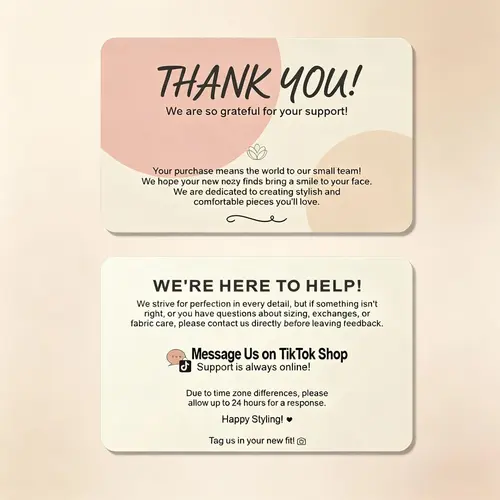 1pc Women's Apparel Thank-You Card, After-Sales Service Card for Womenswear & Casual Dresses