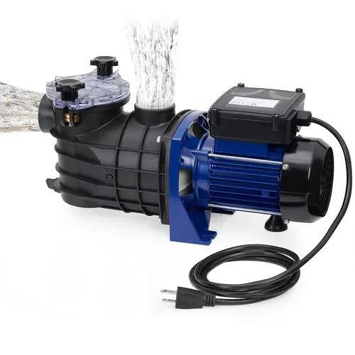 High Current Self-Priming Swimming Pool Pump 0.75HP 550W 2641GPH Heavy Duty Single Speed Water Circulation Pump Low Noise Operation Built-in Removable Filter Basket Thermal Overload Protection Durable Pump for Inground Above Ground Residential Pool Clean
