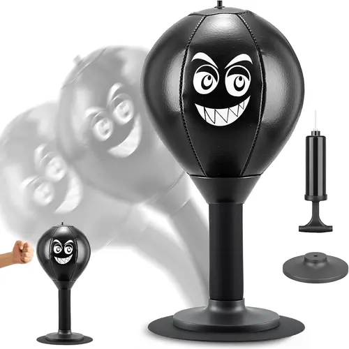 Desktop Punching Bag, Small Relaxing Punch Rage Bag Stress Relief with Upgraded Strong Suction Cup & All-Around Foam Protect Spring, Portable Tabletop Boxing Ball for Adult Youth Office Friends Home