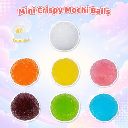 Pawtoto Handmade Mini Crystal Mochi Ball Crunchy Squishy Stress Ball - 6×6×6 cm, 120 g, Oddly Satisfying Cute Desk Fidget Buddy, ADHD Sensory Toy for Classic-Novelty Play (12+ Years, Each Unique)