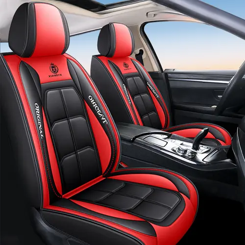 XIANGTA PU Leather Car Seat Covers for 5 Seats, Universal Car Seat Protectors, Suitable for Most Auto Truck Van SUV, Airbag Compatible, Protects Against Spills & Scratches, Car Accessories, Black Blue Stitched  Cushions car stuff for women