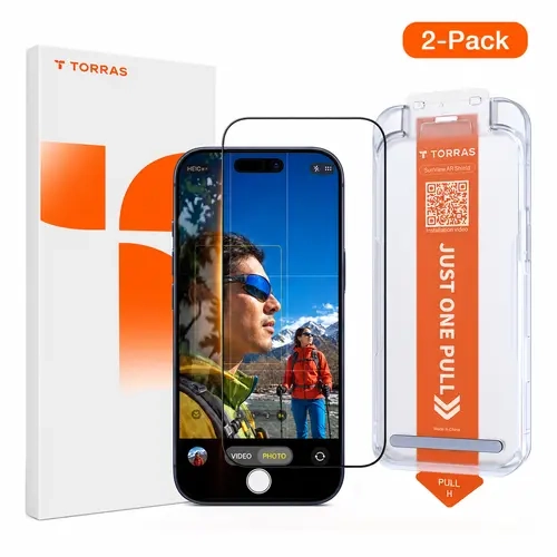 TORRAS (2-Pack) SunView AR Ultra Screen Protector for iPhone 18/17/16 Series, Google Pixel - 1-Pull Easy Installation, Drop Tested, Anti-Scratch, Shockproof, HD Clear, Smooth, Privacy Pro Protection, 1-Year Free Replacement Mobile Phone Accessory