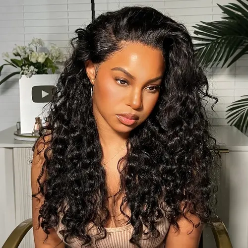 OQ HAIR Indian Curly Wear Go Drawstring Glueless Wigs Human Hair Full 220% Density 13x6 Lace Frontal Glueless Wigs Pre Bleached
