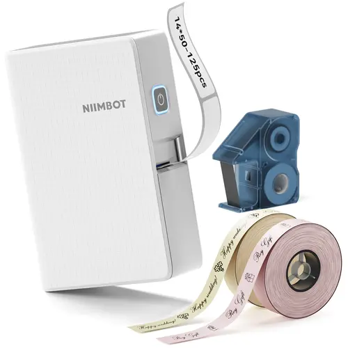 NIIMBOT N1 Wireless Thermal Transfer Label Printer - Portable Sticker Label Printer with Ink Ribbon, 1 Roll of Standard Ribbon, Bluetooth, Multiple Templates for Home Organization, Father's Day Gift, Wireless Label Printer, Label Maker Printer, Nimbot Lab
