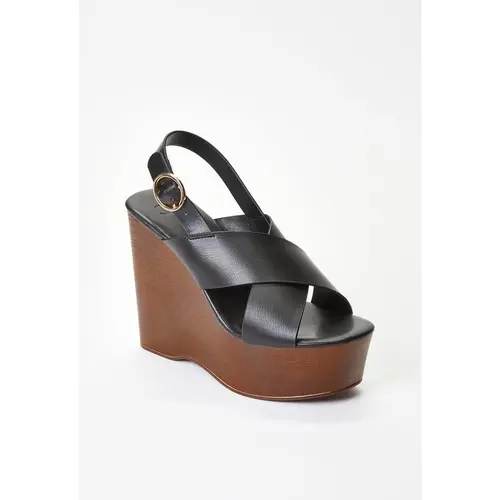 JUST FAB Women's Classy Chic Heeled Platform Wedge Sandals - 5" Heels, 1.75" Platform, Adjustable Buckle, Casual Brunch Summer Vacation Footwear, Stylish, Women's Sandals, Women Sandals