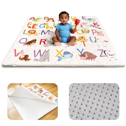Removable Baby Play Mat，50x50 Playpen Mat with Super Soft Touch, with Upgraded Anti-Slip Bottom, Thick Cushioned,  Machine Washable, Perfect for Playpen, Easy to Clean for Infants & Toddlers