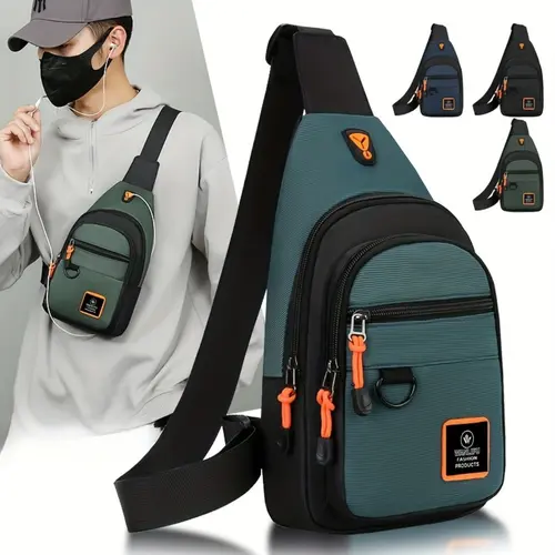Fashion Men's Chest Bag, Lightweight Nylon Crossbody Chest Design Shoulder Bag, Zippered Sling Bag, Sling Crossbody Bags, Trendy Casual Waist Pack, Ideal for Outdoors and Sports, Men's Gift