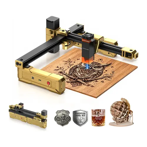 ARTILUME T1 Mini Laser Engraver Tools for Beginners, Foldable No-Setup Design, Wi-Fi Compatible, Android Supported, Easy-to-Use, Engraves Wood Leather Acrylic Coated Metal, Ideal for Home Business Custom Gifts