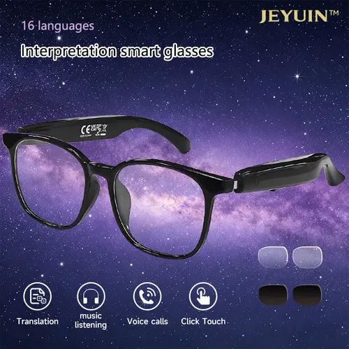 JEYUIN Multifunctional Audio Sunglasses - Smart Wireless Glasses for Women, Bluetooth Audio, Built-in Mic/Speaker, HD Calls, HiFi Music, Hands-Free, Real-Time Translation, Voice Assistant, iPhone/Android Compatible, Casual Hiking Use