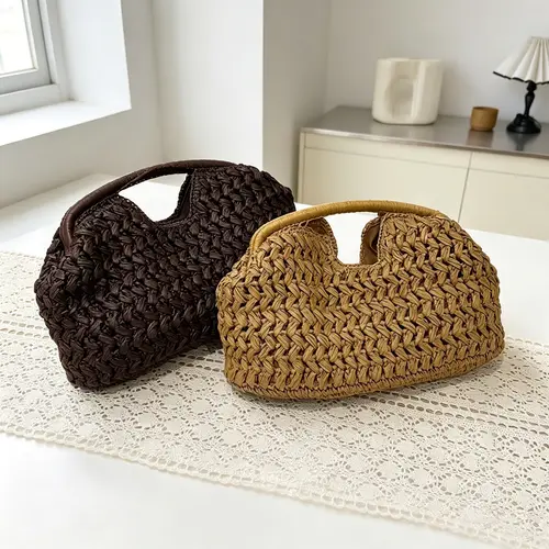 2026 New Fashionable Women's Straw Handbag - Woven Shoulder Bag, Sports & Outdoor Accessory for Beach Travel