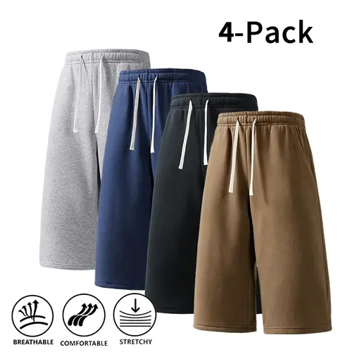 Men's 4-Pack Casual Athletic Colorful Sports Shorts - Activewear Sportswear, Loose Fit, Stretch, Breathable, Easy Drawstring Adjustable Waist for Gym & Everyday Wear, Colorblock Men's Shorts, Contrast Color Men's Shorts