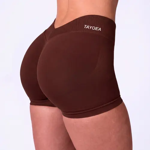 Tayoea Women's Seamless High Stretch V-Back Fitness Training Shorts, Compression Athleisure Sports Shorts, Ideal for Running, Yoga, Fitness, Perfect for Daily Wear and Exercise