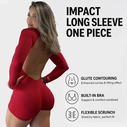 [SIZE UP 1] DEEFY Impact Long Sleeve One Piece Bodysuit Strong Compression Spandex Nylon Hook and  Eye Sportswear Jumpsuit Gym Yoga