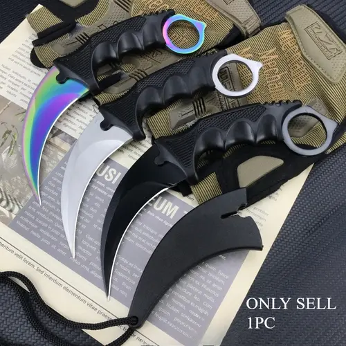 CS Jungle Fixed-Blade Knife with Sheath, High-Hardness 5Cr13Mov Steel Blade, ABS Handle, Claw Knife, EDC Multi-Functional Adventure, Hiking, Survival, and Outdoor Knife