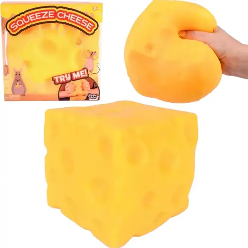 Jumbo Cheese Squishy Stress Ball, Slow Rising Sensory Fidget Toy for Anxiety Relief.    Soft Cheese Shaped Stress Relief Toy, Cute Funny Desk Toy for Kids & Adults, Non-Toxic