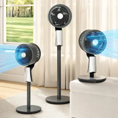 TMWINGS 32 Speeds Pedestal Fan, 3D 120° Vertical & Horizontal Oscillating Standing Fan with Remote, 12H Timer, LED Indicator Light, 3-in-1 Multi-Mode Cooling, Portable Fan for Bedroom/Living/Office