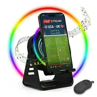 [7-in-1 Upgrade] Wireless Induction Speaker Phone Stand with Remote Control, microphone speaker,3500mAh Emergency Power Bank, 360° Rotating Cellphone Tablet Holder with RGB Ambient Light, Perfect Gadget Gifts