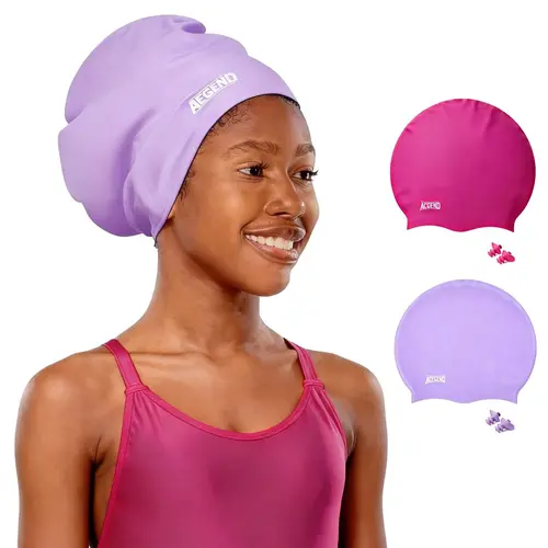 Aegend Kids Extra Large Swim Cap for Long Hair, Swimming Caps for Boys Girls Youth, Big Swim Hat for Long Thick Curly Hair & Dreadlocks Braids Weaves Afro Hairstyle summervibes summerwins,travel essentials,camping essentials